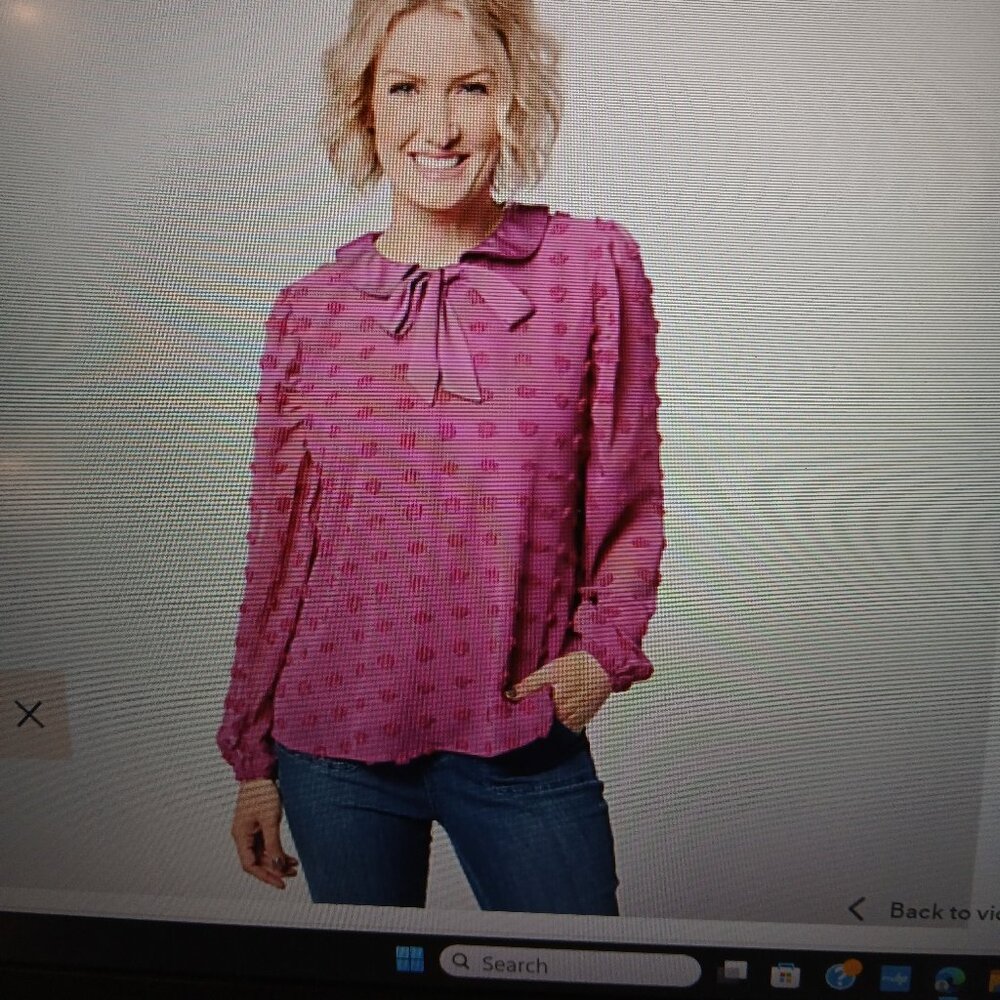 Studio Park X Ali Carr Textured Woven Blouse, Color is Winterberry and Size M.